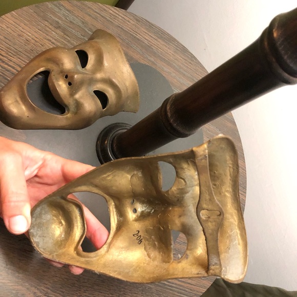 Amazing vintage solid brass actor masks - Picture 5 of 6